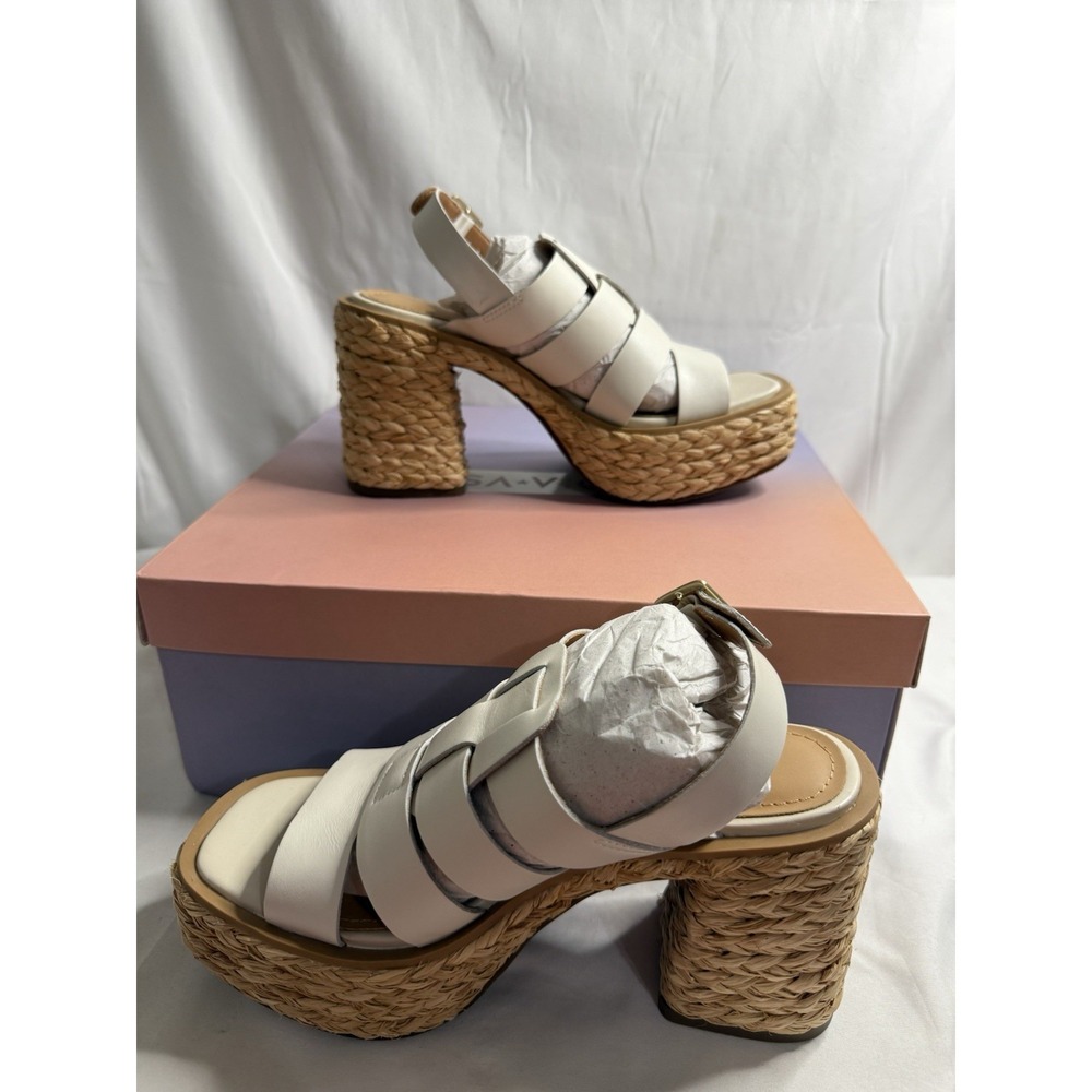 Lisa Vicky Just-V White Leather Strappy Platform‎ Women's 6 NEW Box Damaged